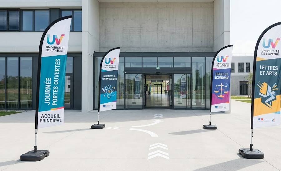 Des beach flags personnalisés pour rendre visible votre journée portes ouvertes