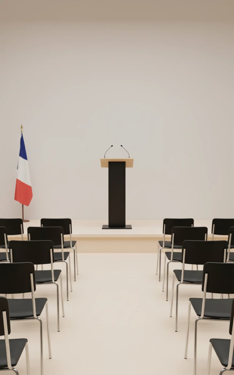 Photocall personnalisé et pupitre pour un meeting politique