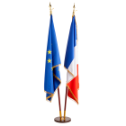 Drapeau France et Europe à frange sur socle