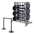Lot de 12 poteaux Ecobarrière+ noir + chariot de stockage