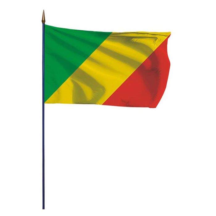 Drapeau Congo / Congolais monté sur hampe en bois - DOUBLET