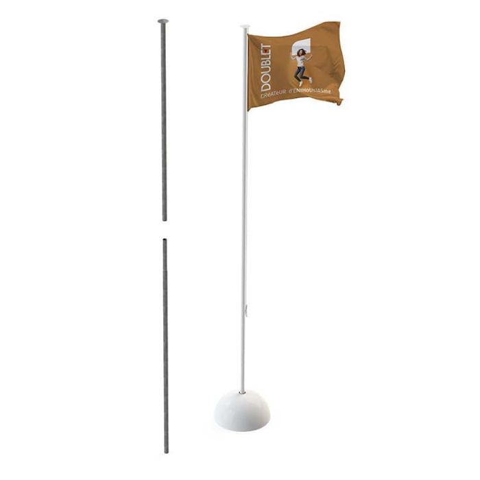 Mât de drapeau en acier inoxydable avec section conique Choisissez votre  modèle Mât de drapeau en acier inoxydable 14 x 400 mm avec base en ABS