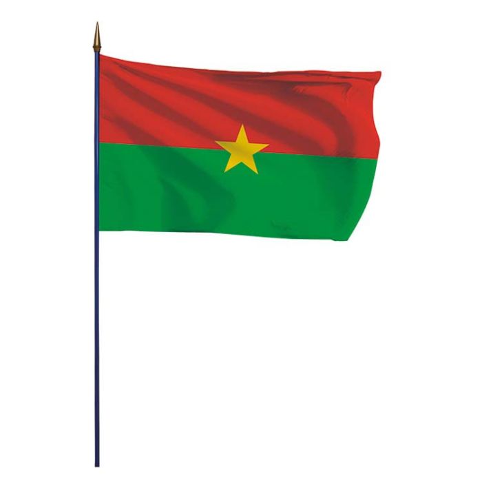Drapeau Burkina Faso monté sur une hampe en bois - DOUBLET