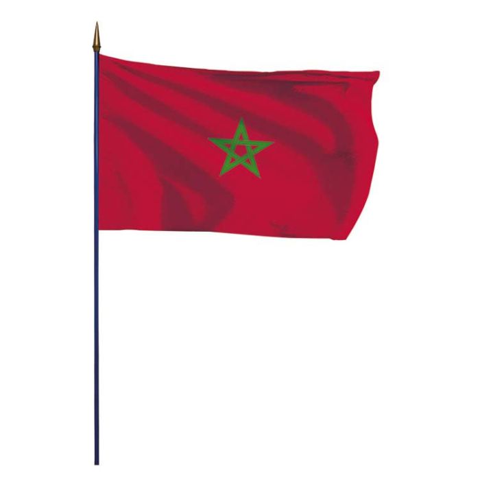 Drapeau Maroc monté sur une hampe en bois - DOUBLET