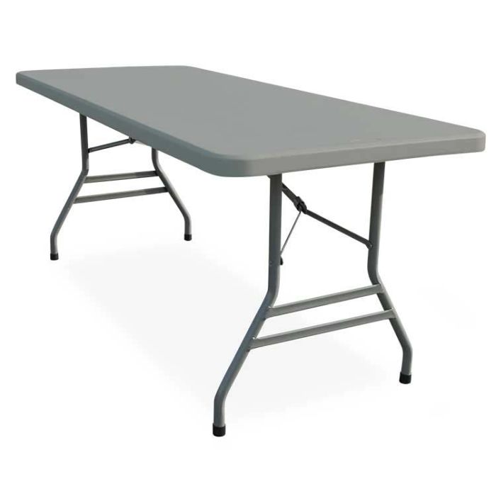 Table rectangulaire BLANCHE ou GRISE de 183cm avec pieds pliants