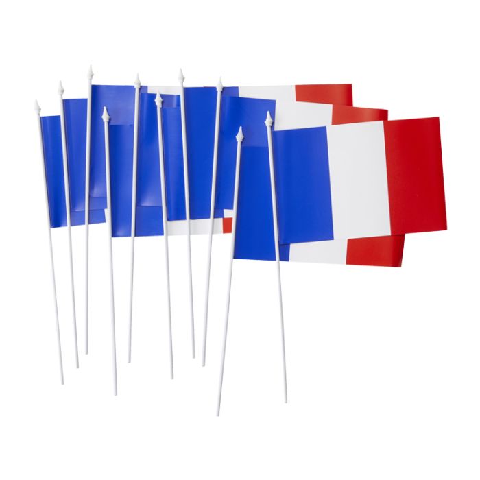 Lot de 10 drapeaux français supporter en plastique - DOUBLET