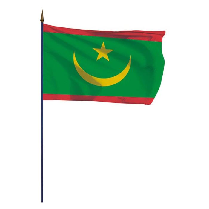 Drapeau Mauritanie monté sur une hampe en bois - DOUBLET