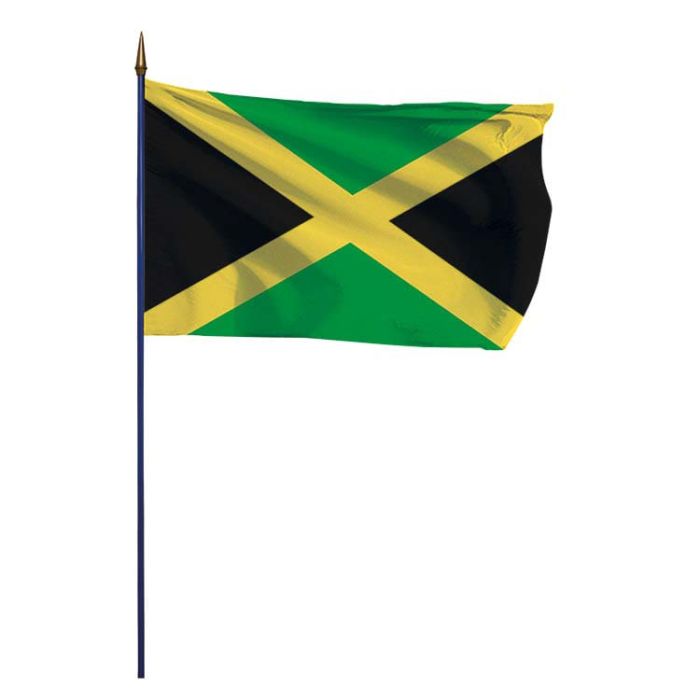 Drapeau Jamaïque monté sur une hampe en bois - DOUBLET