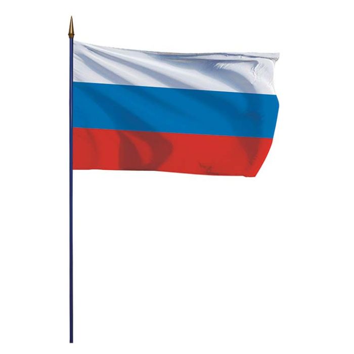 Drapeau Russie / Russe monté sur une hampe en bois - DOUBLET