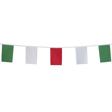 Guirlande tissu fanions vert blanc rouge