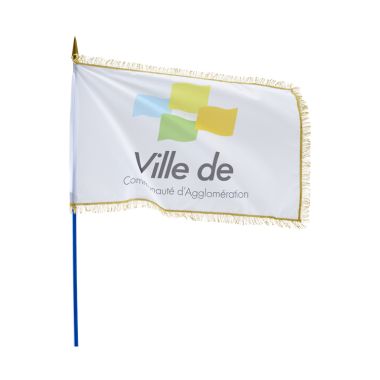 Drapeau personnalisable sur hampe avec franges dorées