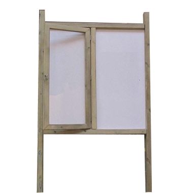 Panneau d'information bois avec vitrine et affichage libre