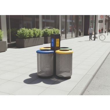 Ilot de poubelles de tri selectif