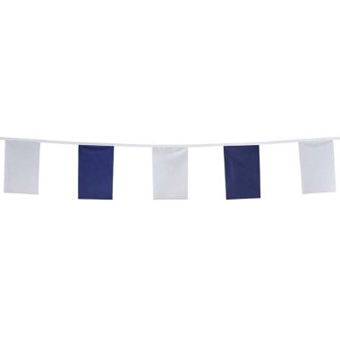 Guirlande tissu fanions blanc et bleu