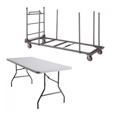 Lot 20 tables Duralight Essentiel 183 cm + chariot