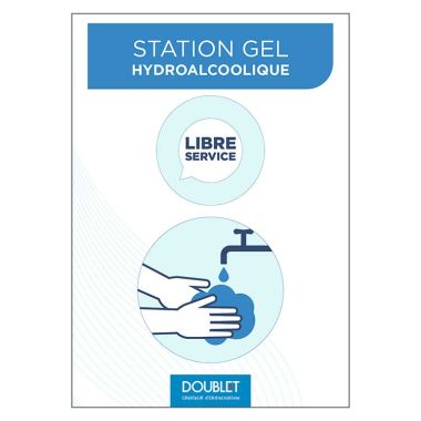 Affiche A4 adhésive pour station gel hydroalcoolique