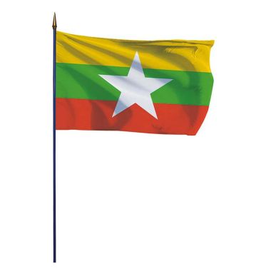Drapeau Birmanie Myanmar sur hampe