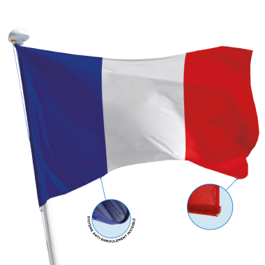 drapeau france 120x180 cm anti-enroulement