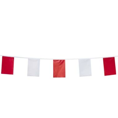 Guirlande tissu fanions rouge et blanc