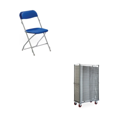 Pack chaises et chariot de stockage