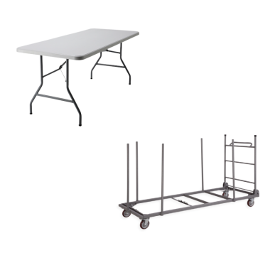 lot de 20 tables et chariot de transport