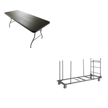 lot de 20 tables ecolight noire avec chariot extensible