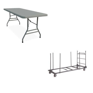 lot 20 tables promax et chariot de transport extensible