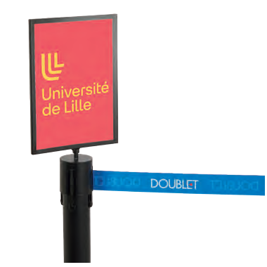 porte affiche pour poteau de guidage à sangle