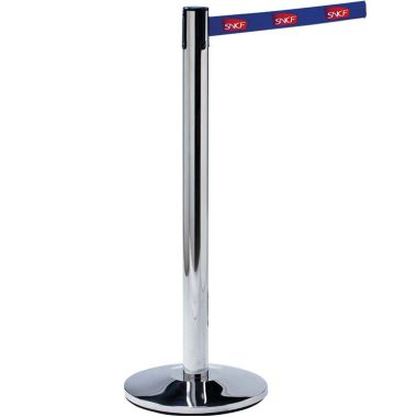 Poteau de guidage chromé avec sangle personnalisée