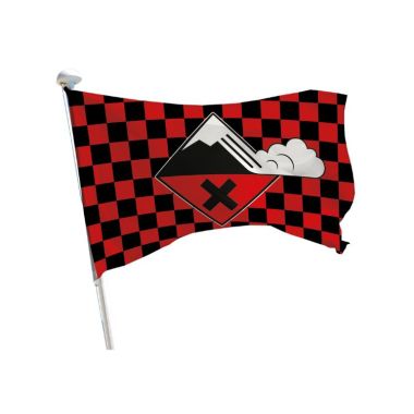 Drapeau avalanche rouge à damiers risque 5 