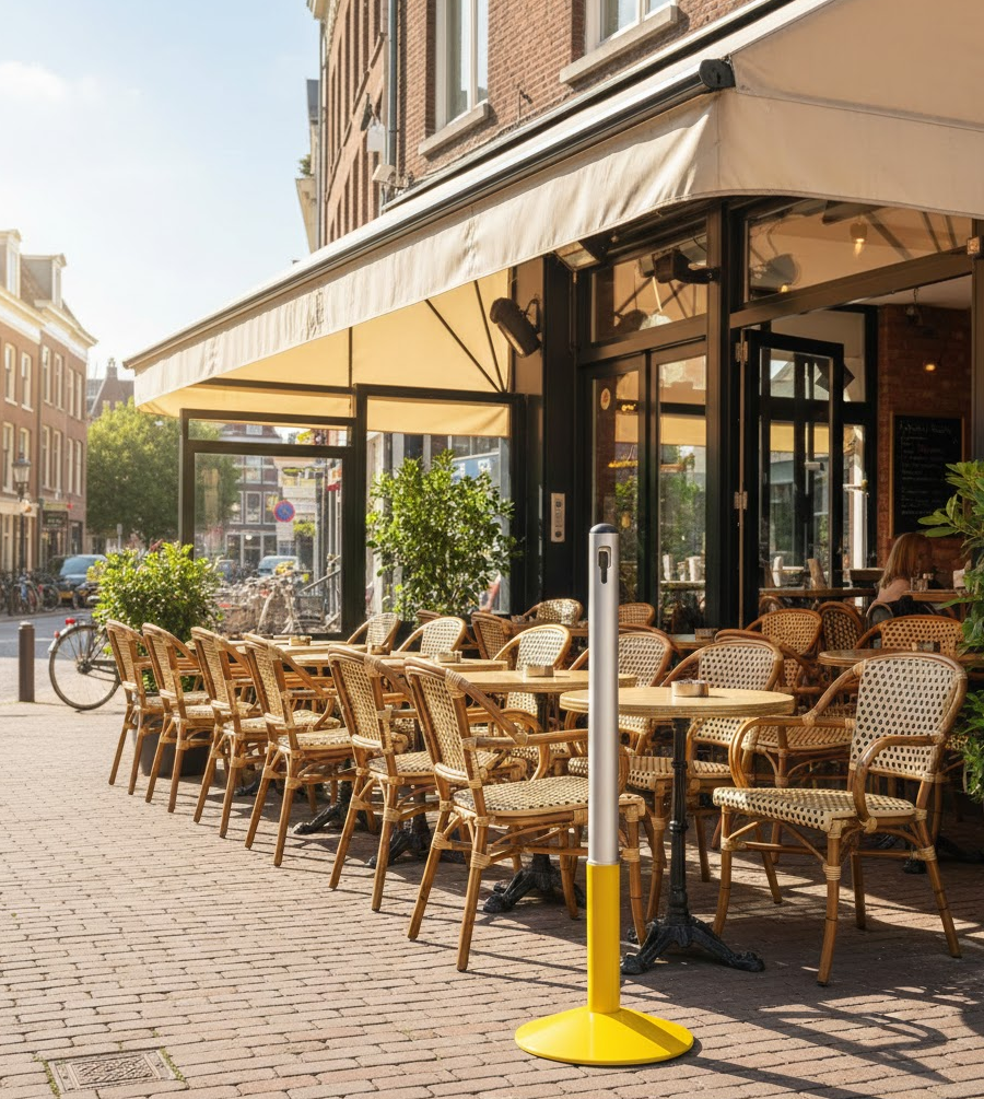 Cendrier tube sur pied pour aménagement extérieur