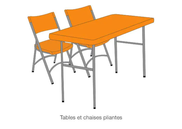 Tables et chaises pliantes pour bureaux de vote Tables et chaises pliantes pour bureaux de vote